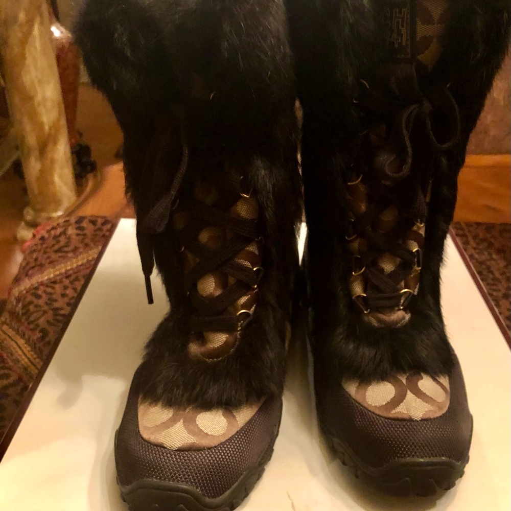 Coach Brown Signature Monogram Boots Jennie